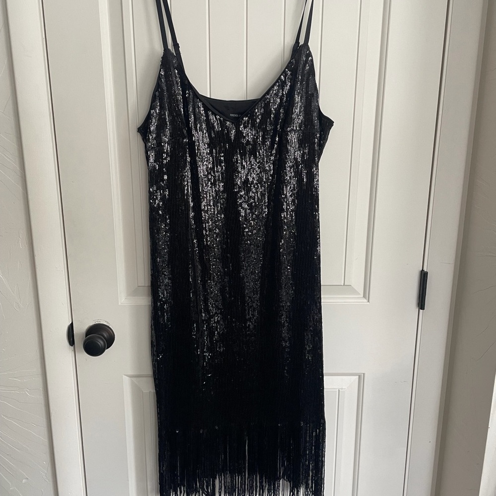 NWT Forever 21 Contemporary Black Sequin Fringe Dress Plus Sz 2X Gatsby Flapper